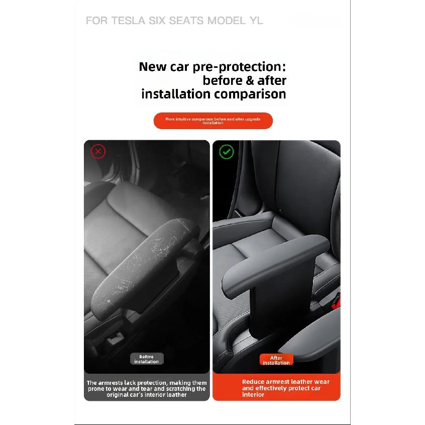 Second Row Armrest Protective Cover Car Handrail Protective Gloves for Tesla Model YL 25 - 26 Interior Mouldings Car Accessories