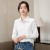 Spring Autumn 100% Cotton Tops Ladies Long Sleeve Office Slim Sweet White Shirts Business Women's Shirt