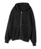 Moderment Applique Washed Oversized Zip-Up Hoodie [Black]