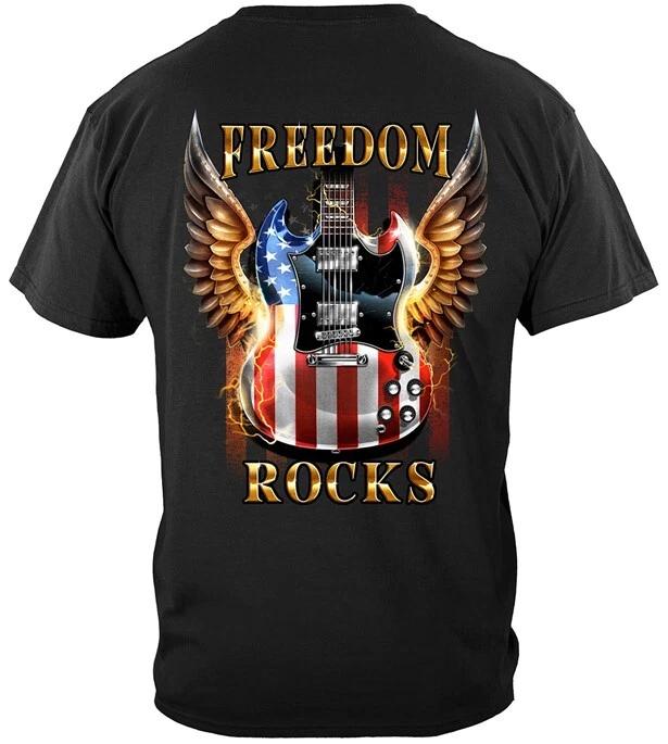 New FREEDOM ROCKS GUITAR T Shirt -AWESOME 2ND AMENDMENT Shirt- FLAG XL