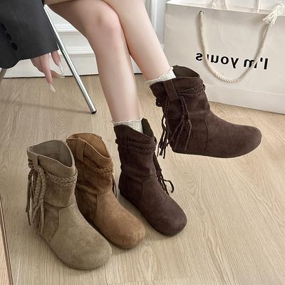 Fashion Women's Fashionable High Quality and Elegant Boots 2025 Spring and Autumn New Retro Suede Casual Flat Bottom Fashion Boots