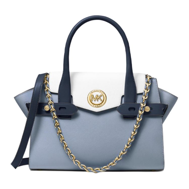 

New MICHAEL KORS Carmen Leather Patchwork Shoulder Bag, Crossbody Bag, Handbag Small Women s Blue White 30S0GNMS5L436 33.0*13.0*20.1CM