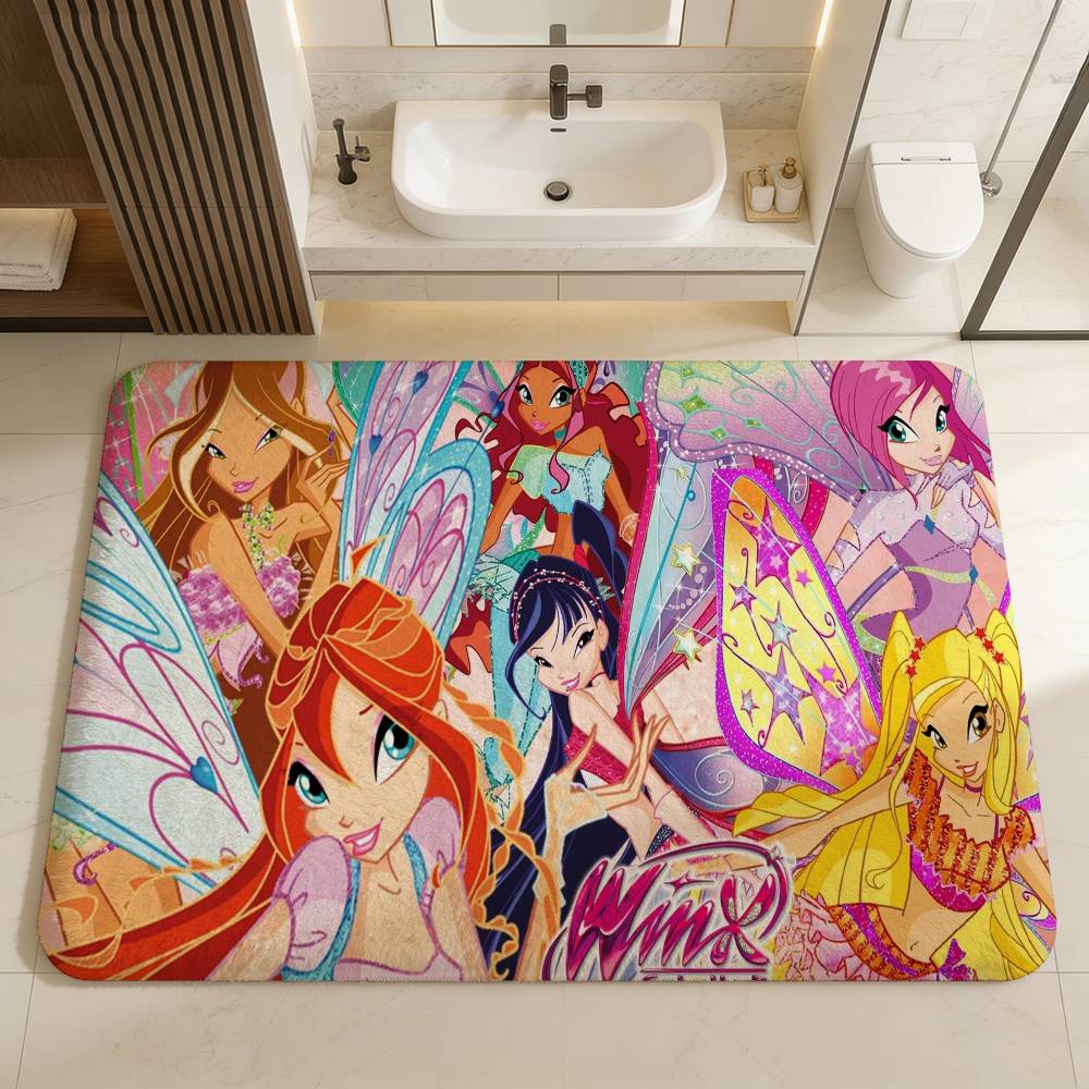 Girl-W-Winx Catoon Clubs Floor Mat Retro Multiple Choice Living Room Kitchen Rug Non-Slip Modern Home Decor