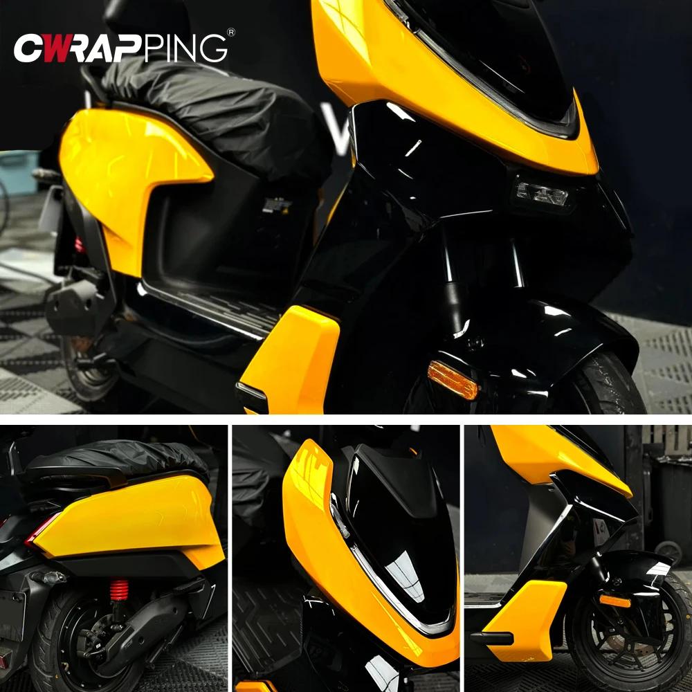 Car Body Vinyl Wrap Gloss Yellow Film Decals  Waterproof Self-adhesive Stickers Tablet Color Changing Films for Car Accessories