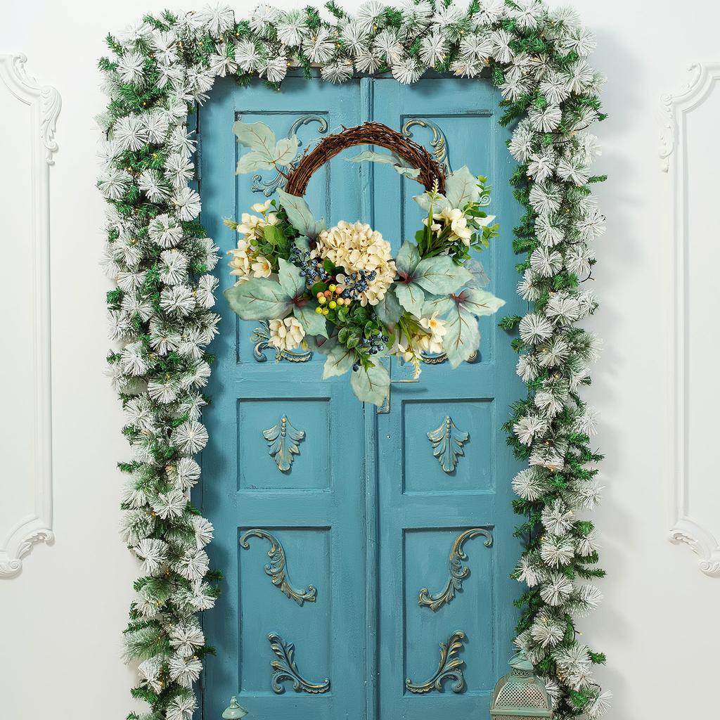 Künstlicher Hortensienkranz Frühlingsdekorativer Türhänger Wandkranz für Zuhause Tür