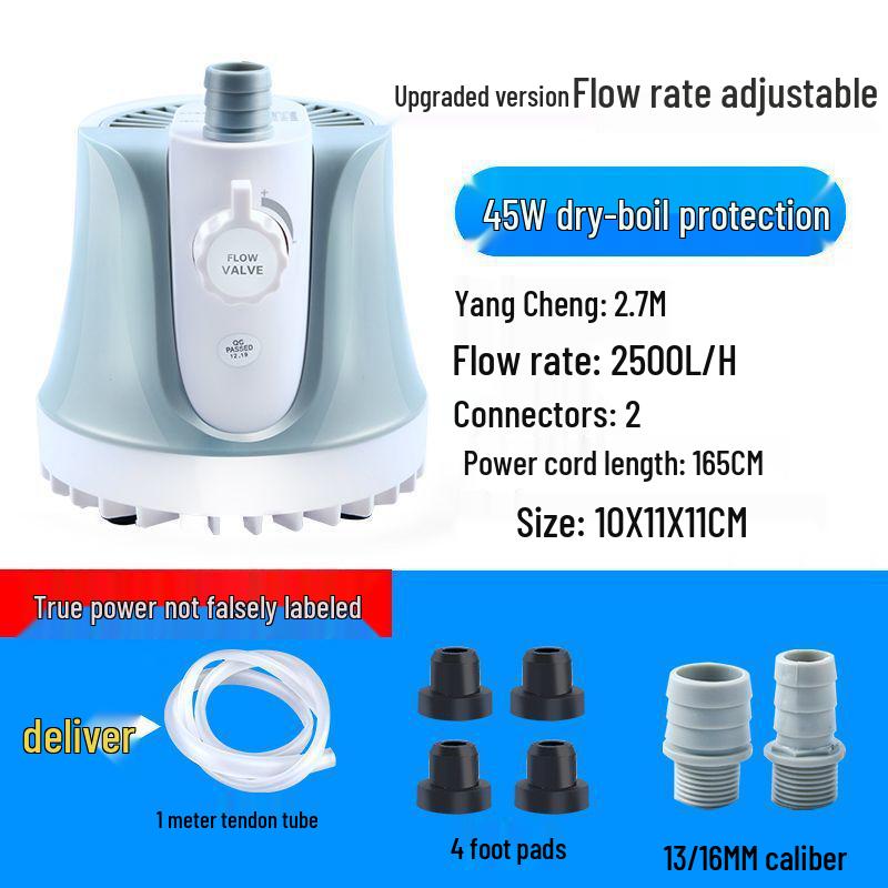 Low-Noise Submersible Aquarium Pump with Bottom Suction and Filter