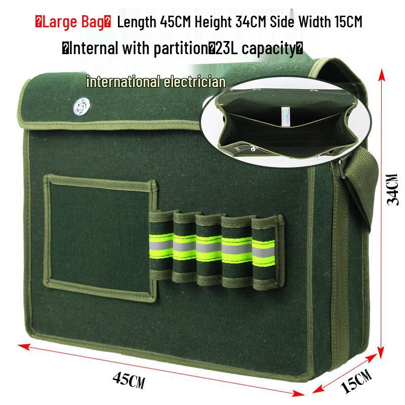 Thickened Canvas Electrician Tool Bag - Multifunctional, Durable Pouch for Construction & Repair, Available In Large and Medium Sizes