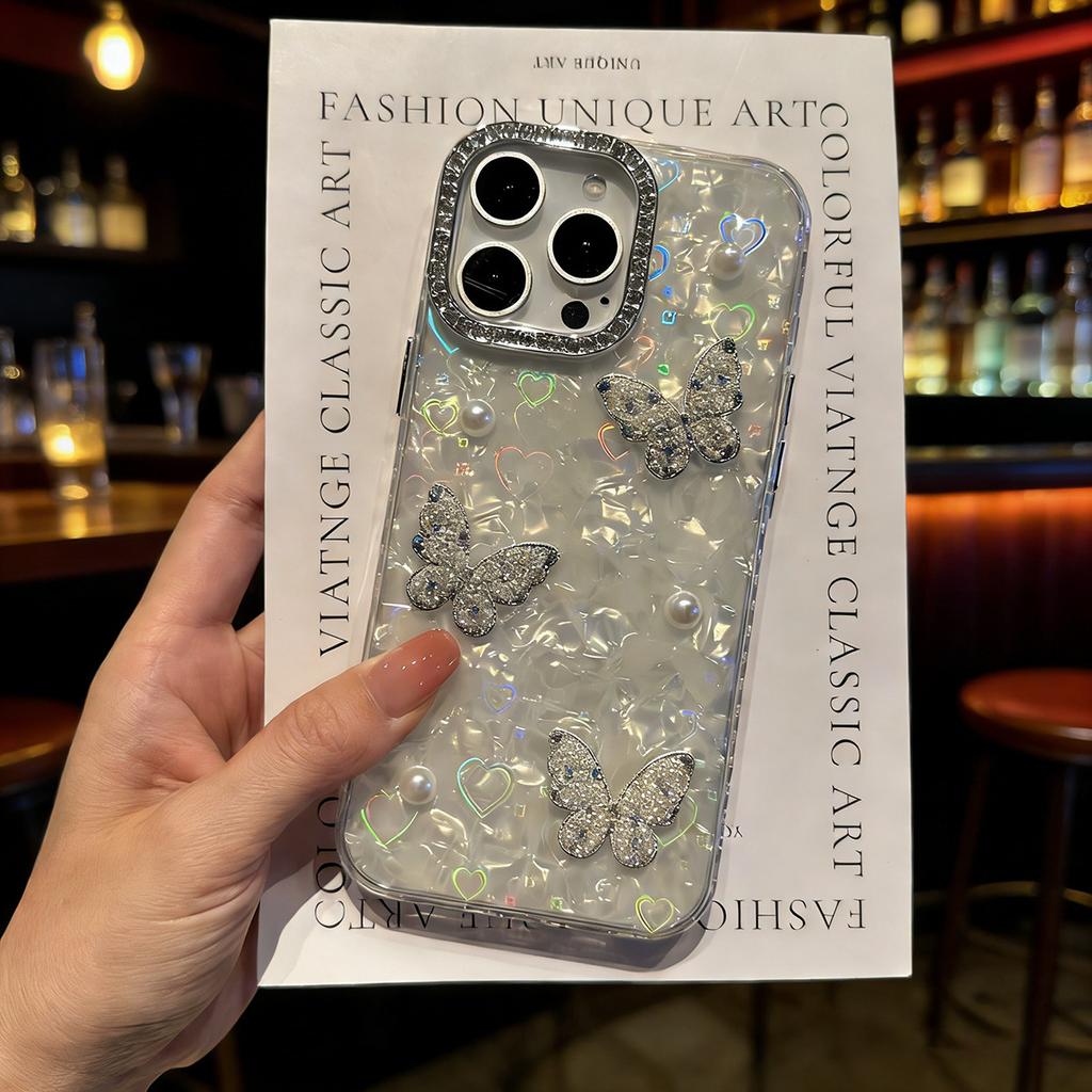 Electroplated Large Mirror Frame Love Shell Pattern Suitable for Realme16 Mobile Phone Case K15PRO Luxury Pearl Butterfly