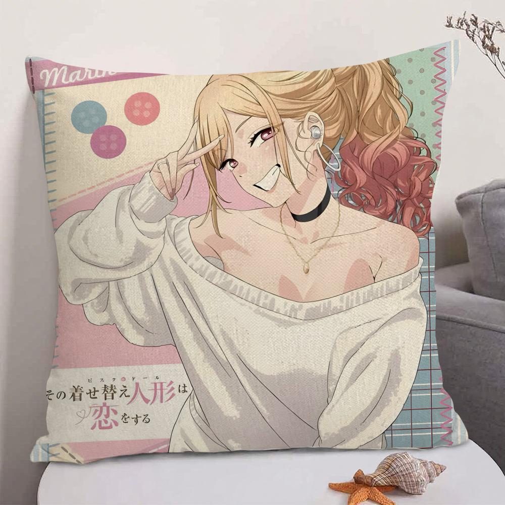 Anime MMy Dress Up Darling Cushion Cover Natural Linen Organic Fabric DoubleSided Printing Sofa Home Decor Gift Pillow Case