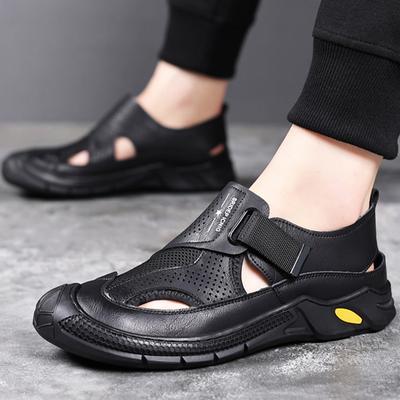 Baotou Atmungsaktive Herrenschuhe Neue Herren Sommer Herrenschuhe Mode Sandalen Hohl Sport Schnelltrocknende Lederschuhe Größe 38-44