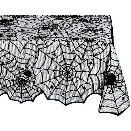 Forhomelife Halloween Tablecloth, Rectangular, 135x183cm, Lace Spider Web, Stage Decoration, Crafts, Halloween Party Supplies, Home Decor, Halloween A