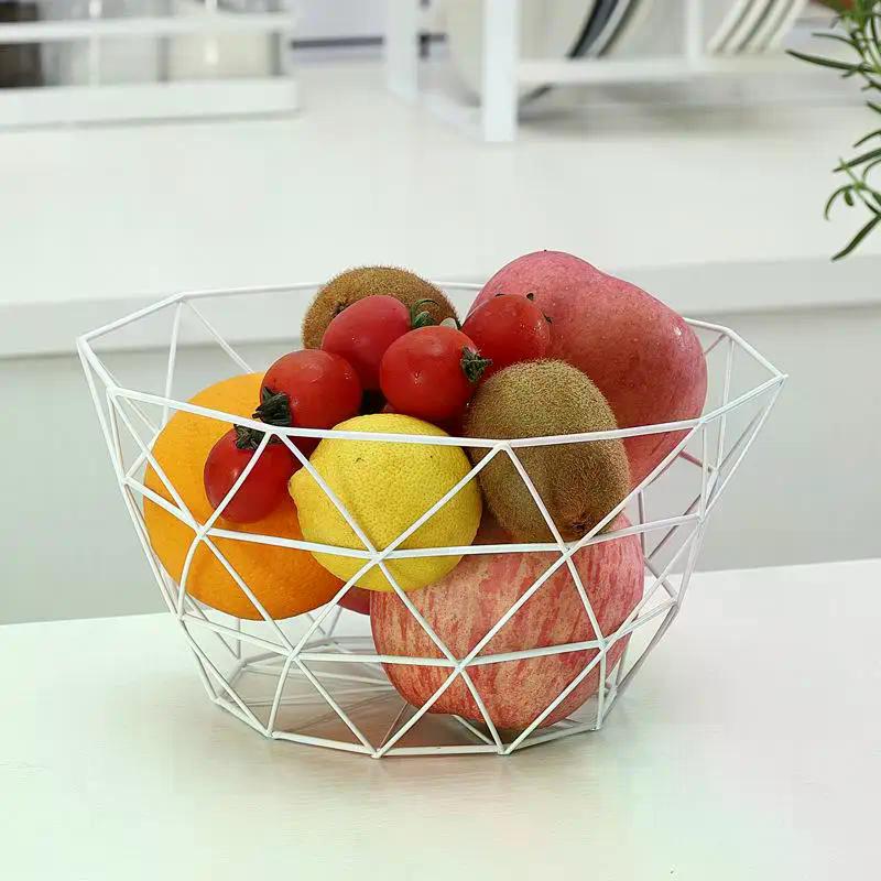 Iron Fruit Basket Simple Fruit Basin Multi-Size Iron Snack Bread Vegetable Storage Bowls Kitchen Eggs Dessert Holder Organizer