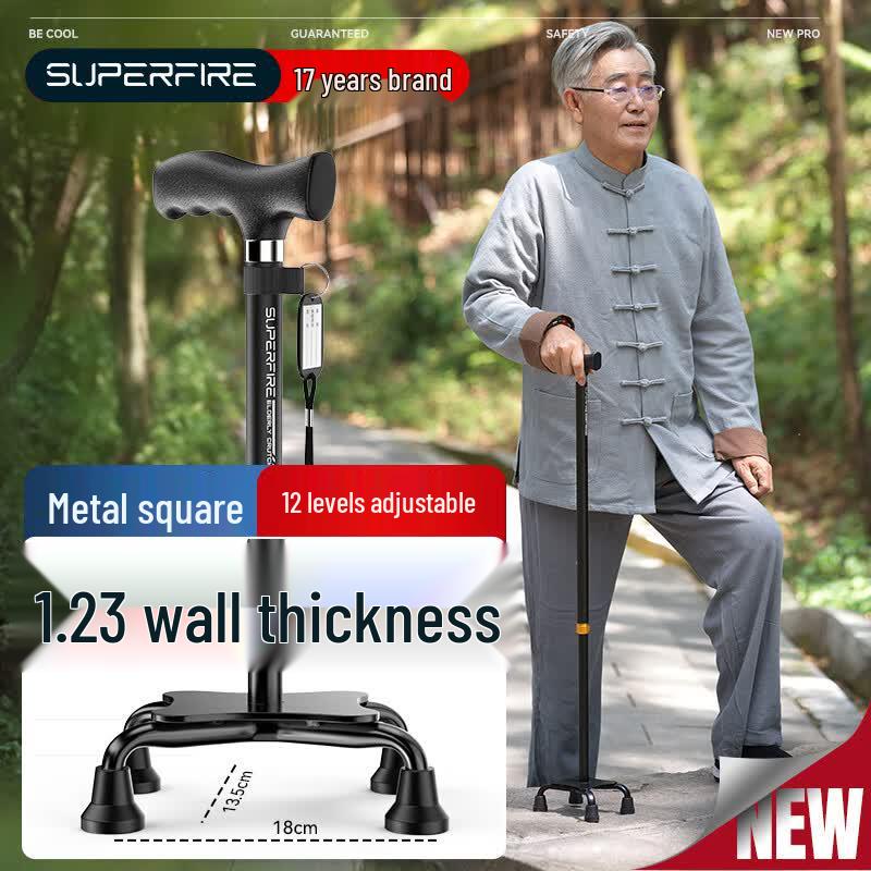 SupFire Lightweight T-Handle Quad Walking Cane