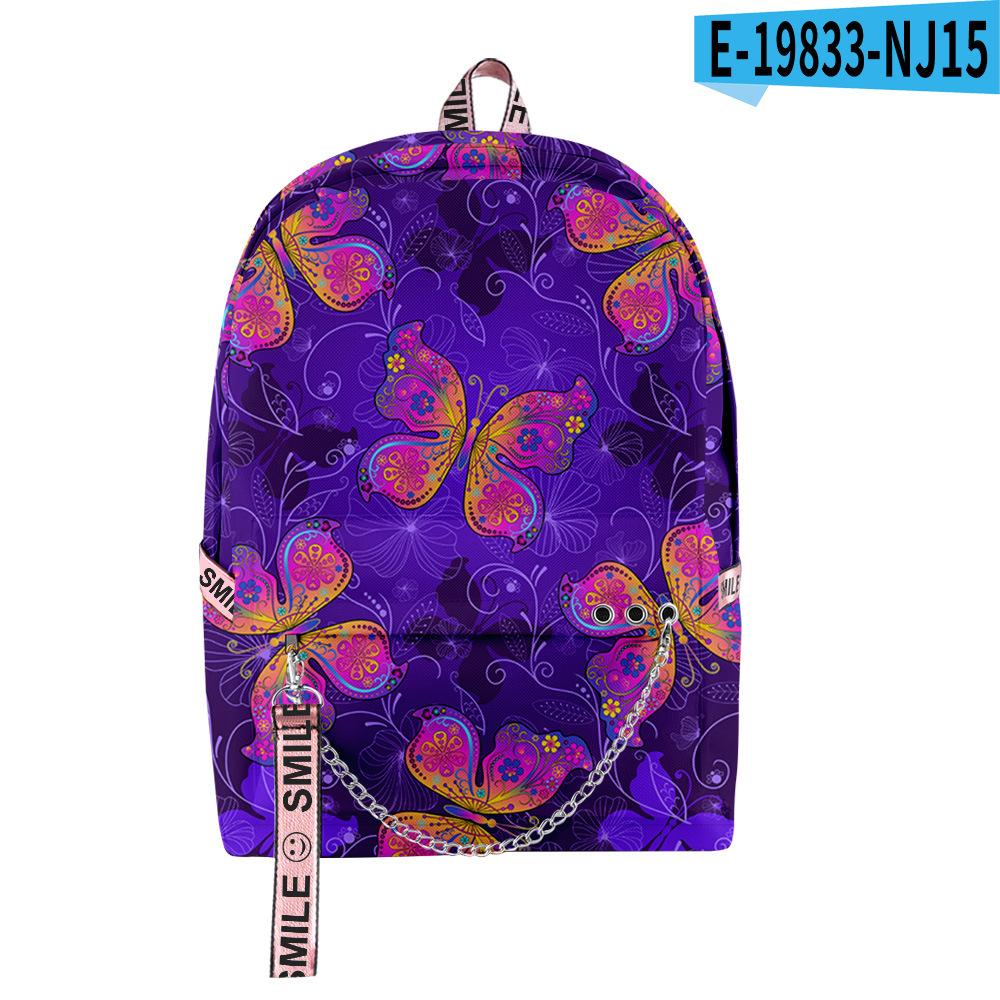 Cartoon Youthful School Bags Unisex Funny Butterfly Travel Bags 3D Print Oxford Waterproof Notebook Shoulder Backpacks