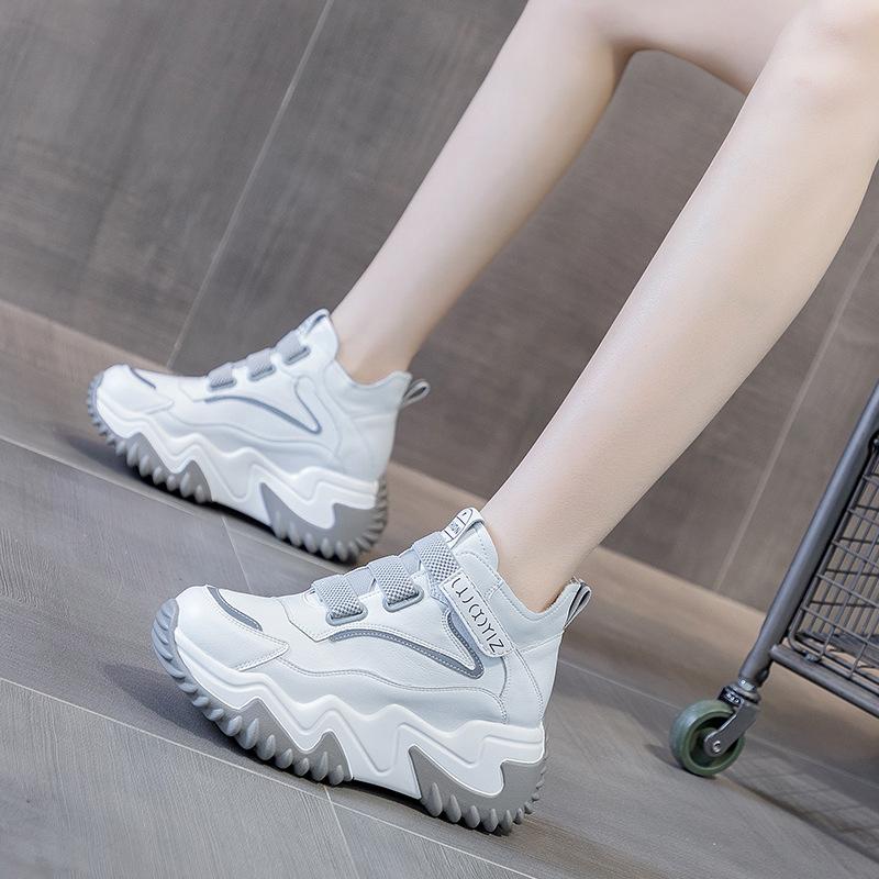 Trend autumn new thick-soled inner height-increasing women's shoes casual sports breathable versatile mesh shoes