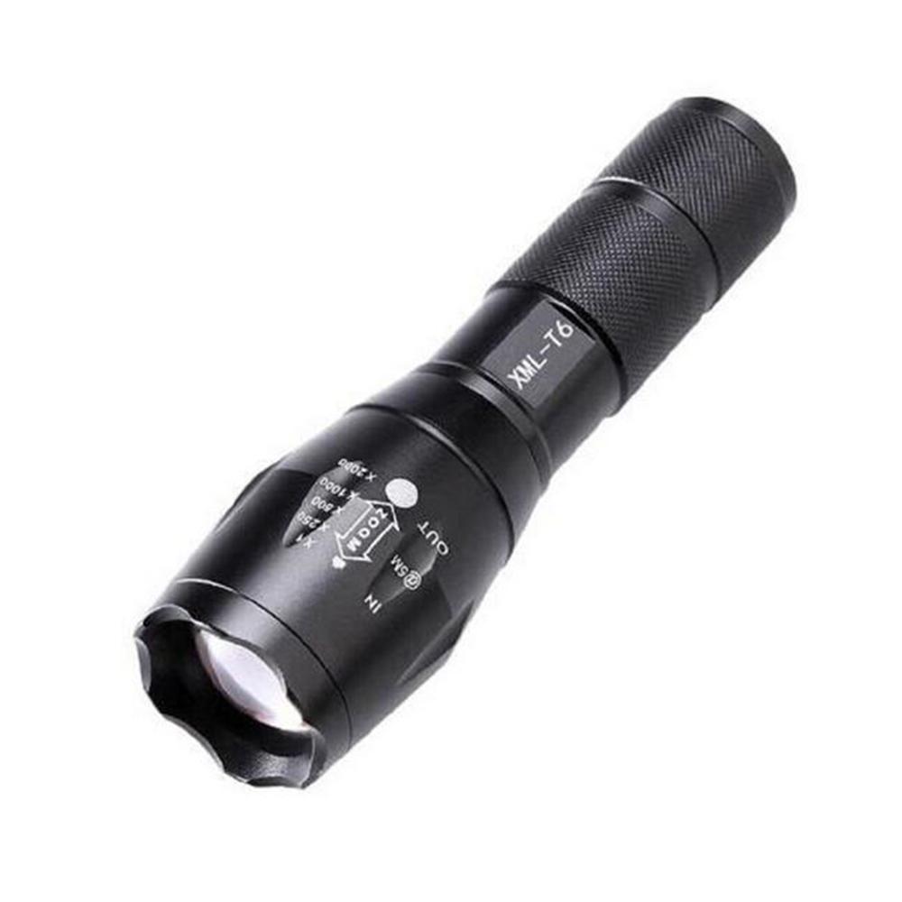 Multi-functional Zoom Strong Light LED Flashlight Adjustable Brightness Black