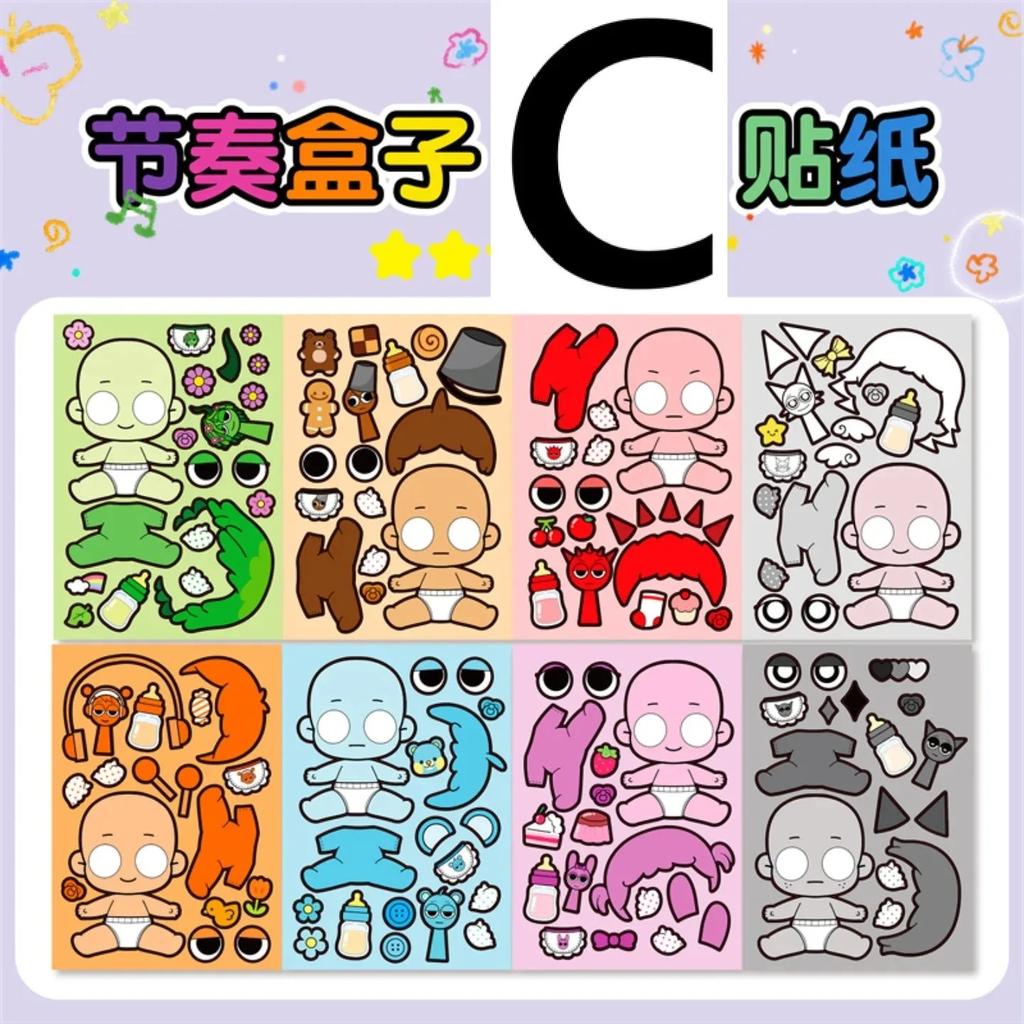 Folhas/Pacote Diy Dos Desenhos Animados Gmae Quebra-Cabea Adesivos Fazer Um Rosto Bonito Unicrnio Dos Desenhos Animados Cr