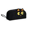 Cute Black Cat Plush Embroidery Pen Case Large Capacity Stationery Storage For Students