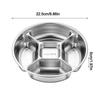Stainless Steel Kitchen Food Preparation Tray Fall-resistant with Four Compartments 5 Grid Side Dishes Tray Round Dinner Plate