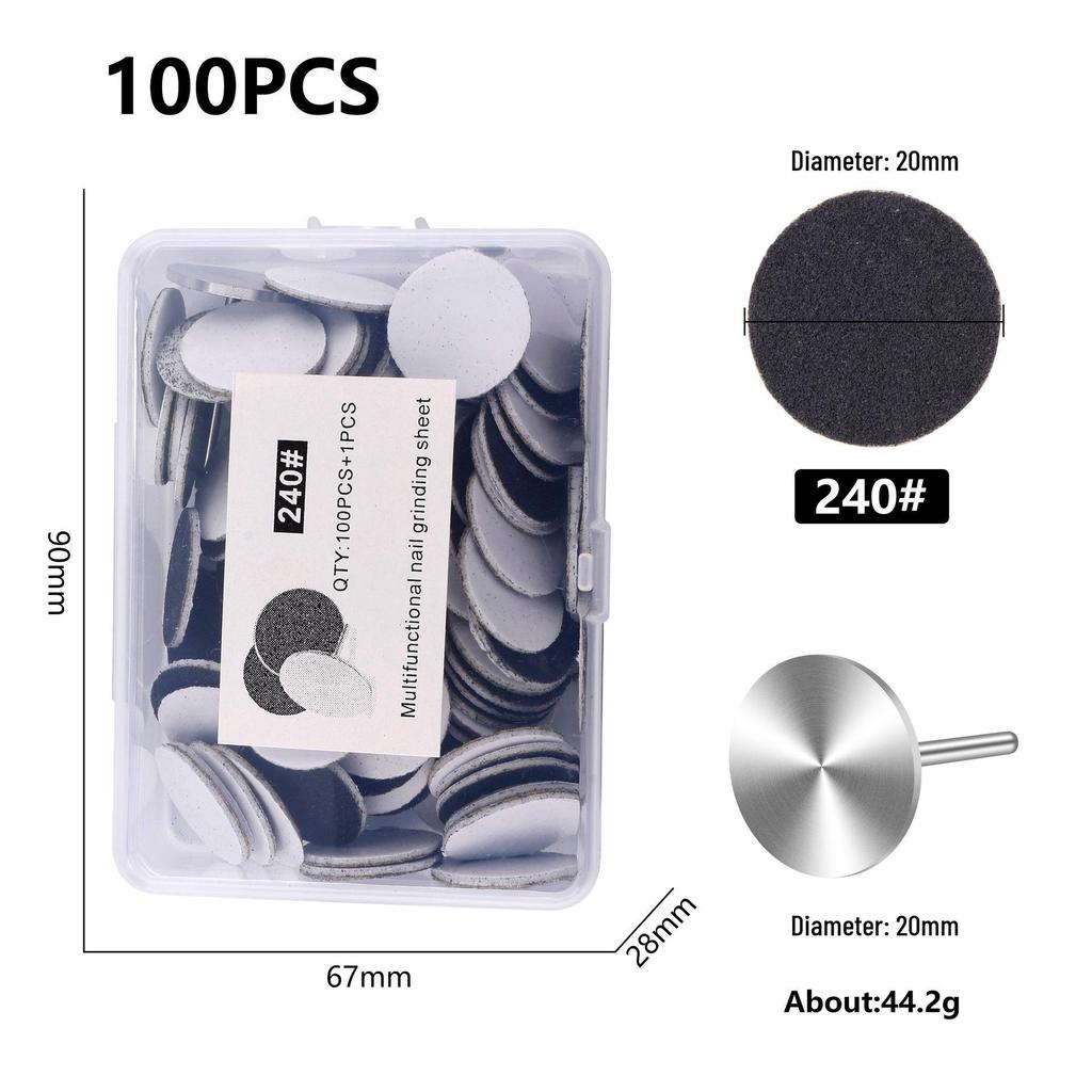 Nail Art Sand Disc for Polishing, Shaping, and Filing Extension Nails - 100 Pieces