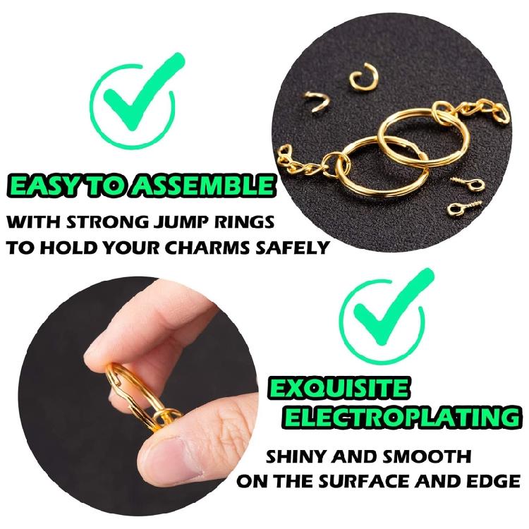 220x Split for Key Ring with Chain and Jump Rings Screw Eye Pins Metal Ring DIY