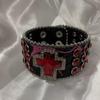 1 Pcs New Punk Hip Hop Rhinestone Bracelet For Women Retro Western PU Leather Cuff Jewelry Fashion Style Birthday Gift Accessory