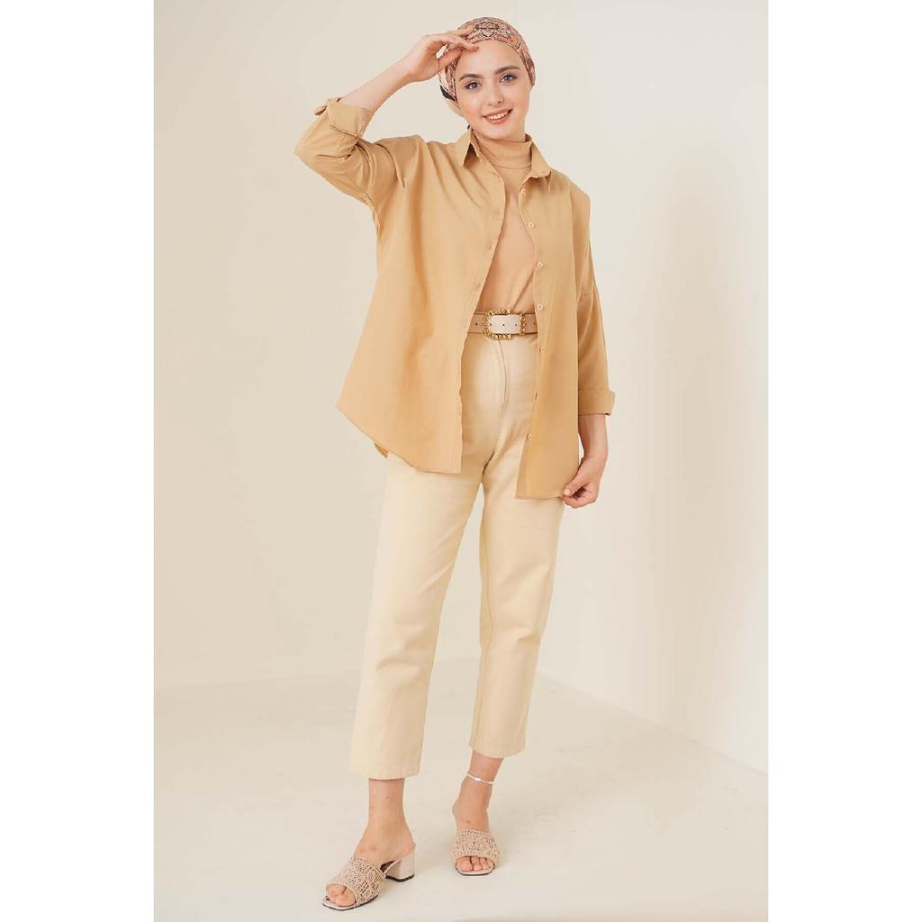 103901 Übergroßes Basic Hijab-Shirt - Creme