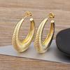 Nidin Top Quality 2 Colors Geometric Crescent Shape Adjustable Earrings Cubic Zirconia Women Retro Jewelry Classic Party Gift