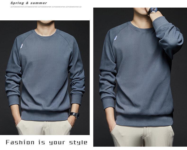 Men's German Fleece Unisex Sweatshirt - Solid Color, Round Neck, Autumn/Winter Collection