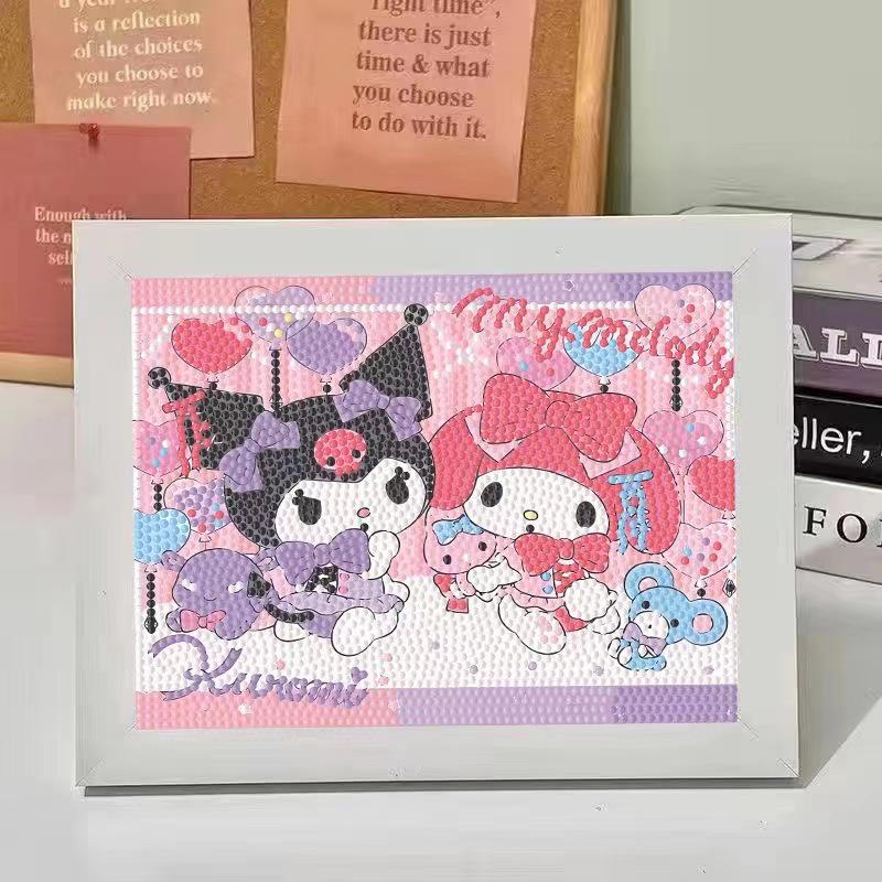 Kuromi Cartoon Diamond Painting Kit: Peace & Joy DIY Gift for Students and Kids.
