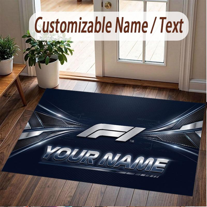 Custom Rug F1 Pattern Print Name Text Soft Non‑Slip Floor Carpet for Home Indoor Decoration