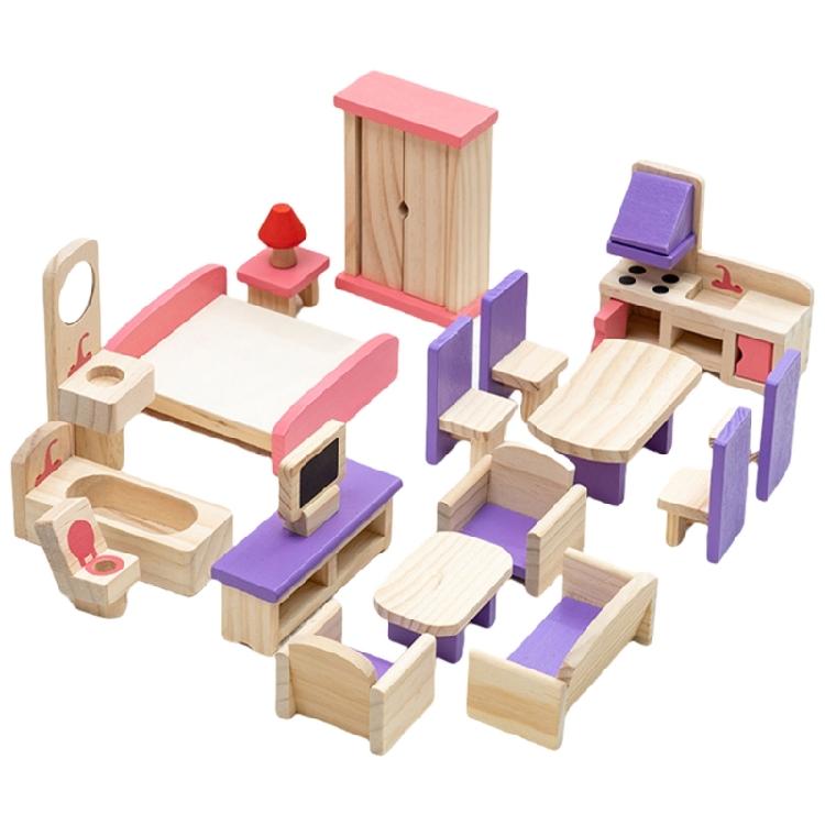 Dollhouses Decoration Living Room Bedroom Scene Miniature Furniture Model Set for Kids Pretend Play Interaction Toy