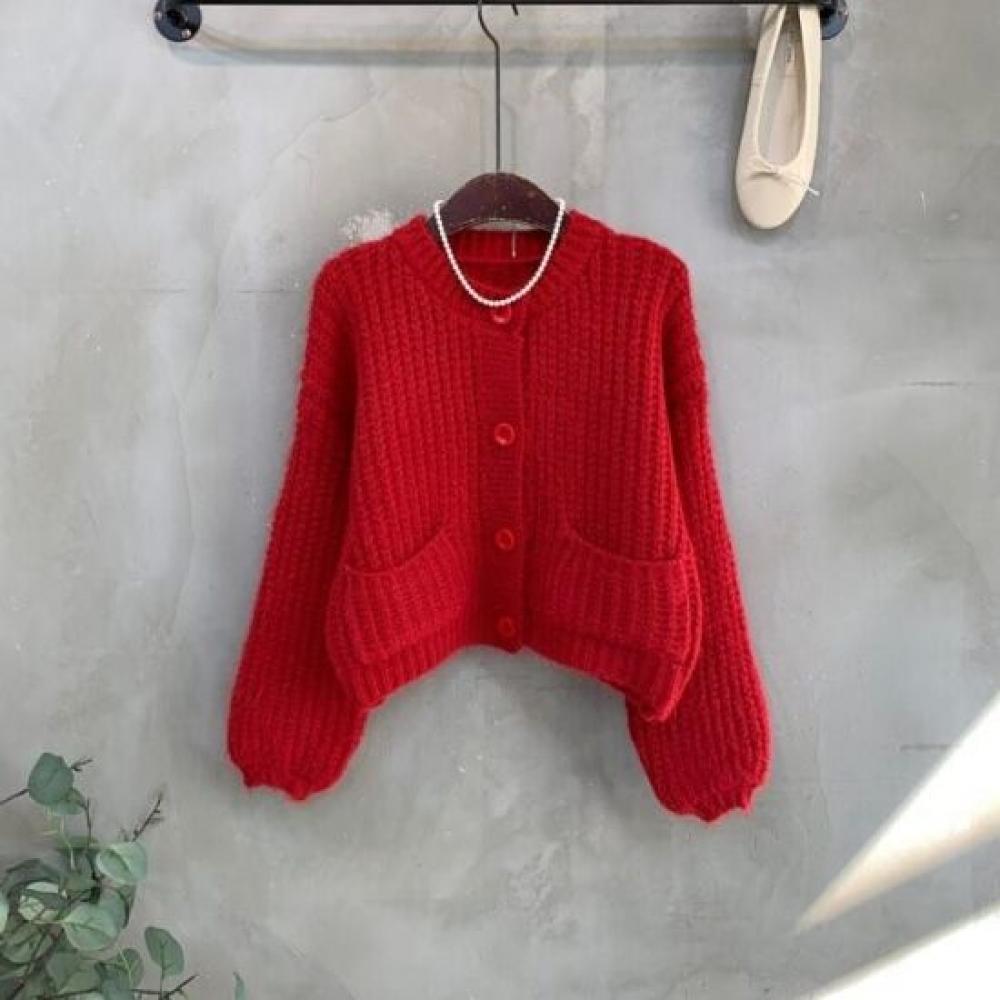 C S In The Room Chunyi Wool alpaCa Balloon Fit Long Sleeve Knit Cardigan 5Color