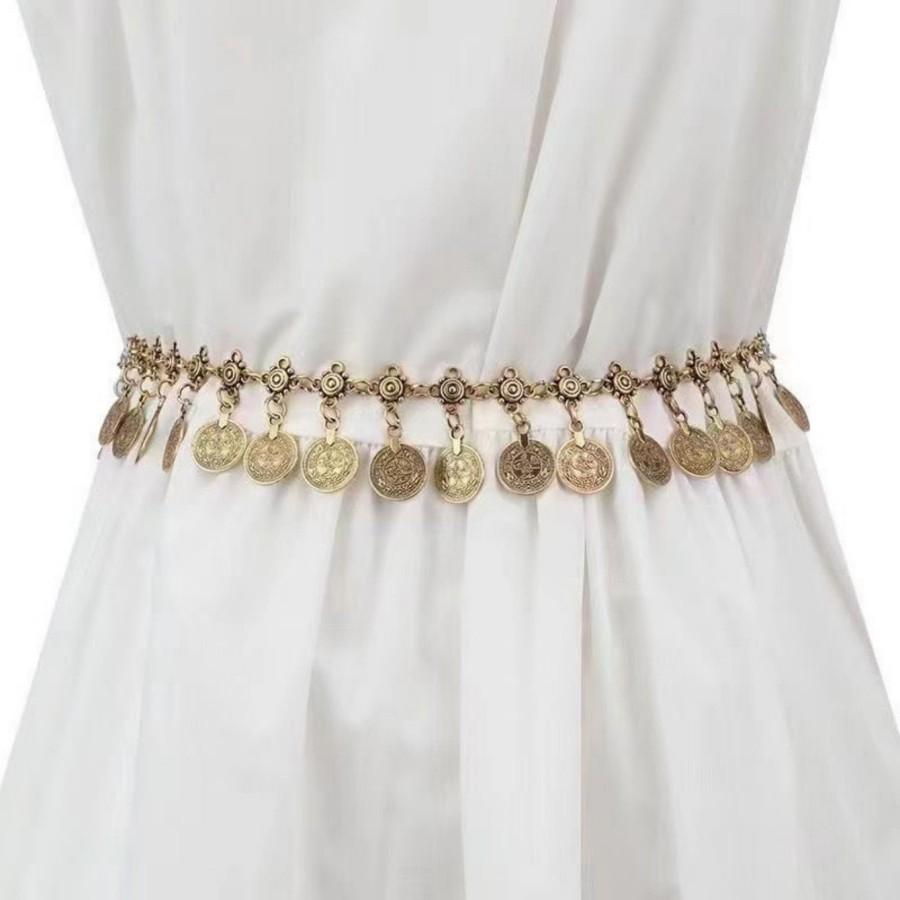 Women's Metal Belly Chain with Shaking Coins. Bohemian- Waist Belt. A Light Luxury and Retro Waist Chain with an European a