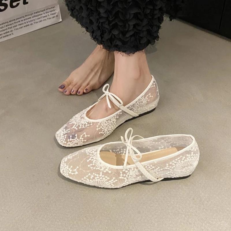 Mode 2025 Neue Damen Ballerinas Sommer Ballerinas Mode Schleife Damenschuhe Slipper Süße Aushöhlung Flache Schuhe Weiblich Zapatos De Mujer