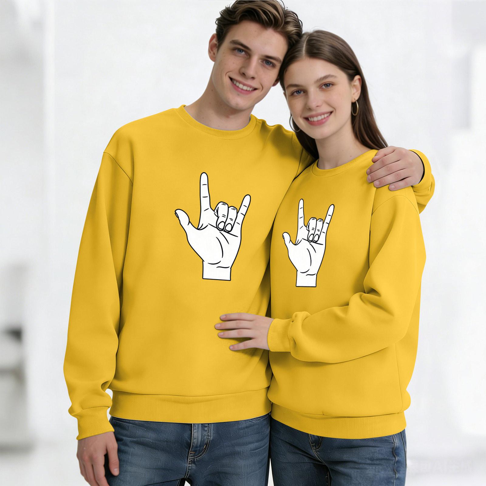 

Men s Round Neck Long Sleeve Top, Unisex, Couple Casual Sports Top XL жовтий