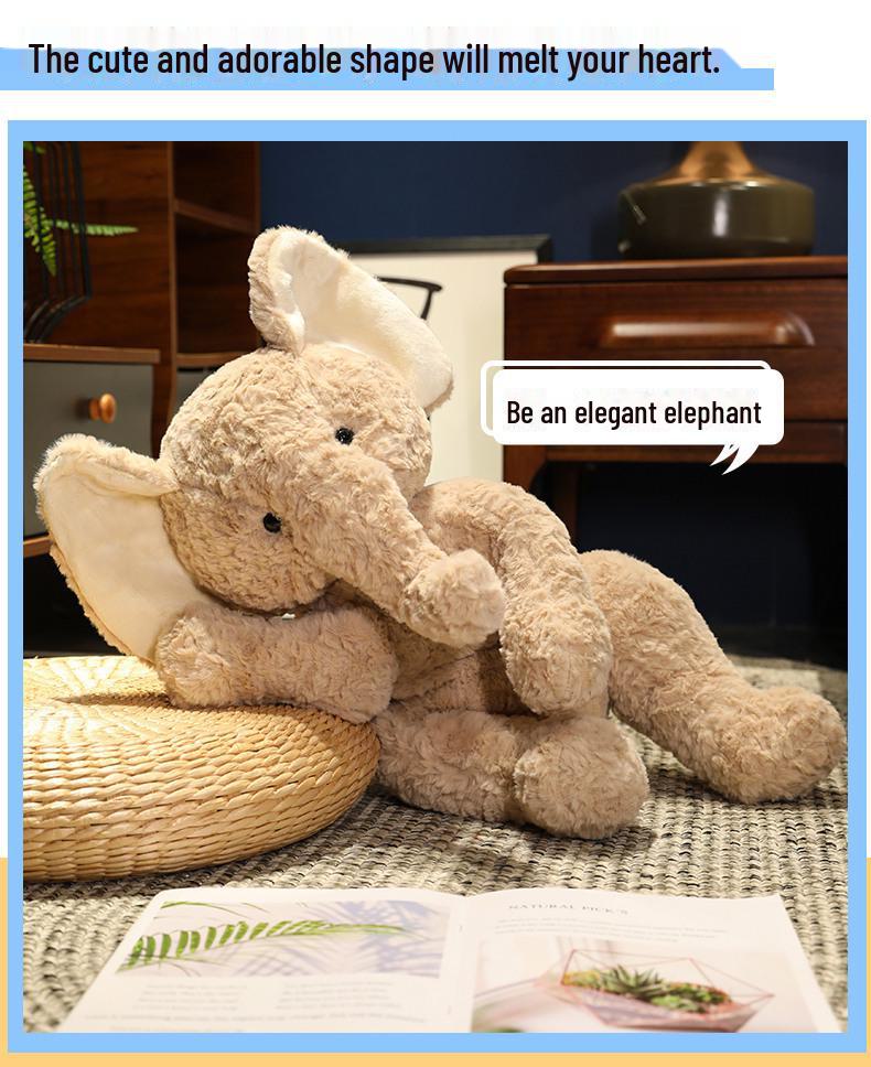 Large Plush Elephant Pillow Toy - Cute Comfort Doll for Children’s Birthday Gift