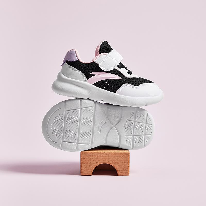 Anta Kids Lightweight Breathable Anti-Kick Low-Top Walking Shoes Baby sneaker Black White A22430006-4