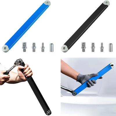 Professional Offset Extension Wrench with 1/2in 1/4in and 3/8in Drive Adapters Tight Spaces Extension Tool Auto Repair Tool