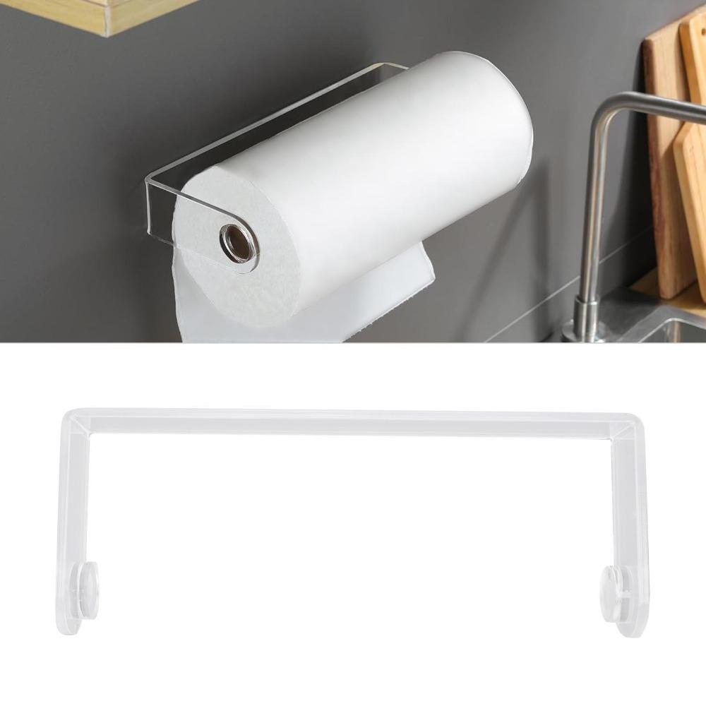 Self Adhesive Paper Towel Holder Acrylic Kitchen Roll Dispenser Paper Towel Rack  Home Office белый