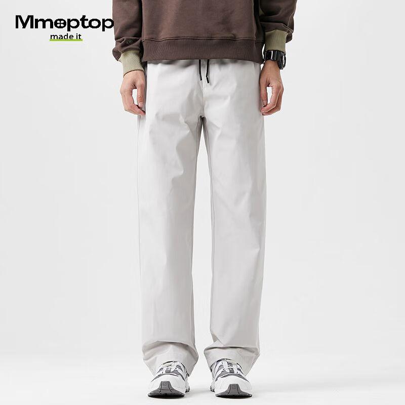 MMOPTOP Men's Autumn Winter Trendy Loose Fit Straight Cargo Pants Casual Sportswear K001 Gray L