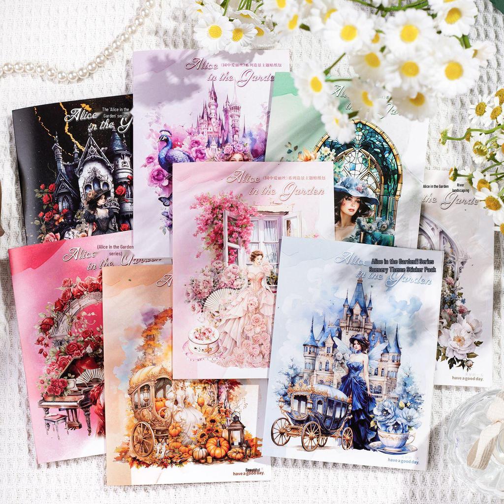 Wonderful Day Sticker Pack: Alice in the Garden Series, 30 Sheets for DIY Journals with 8 Unique Character Designs
