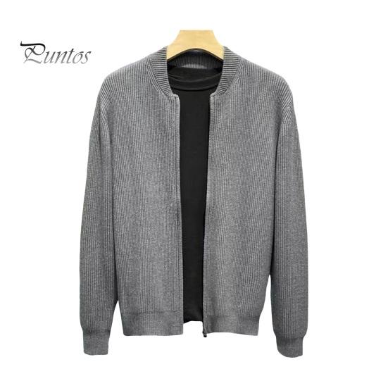 Мужской свитер пальто застежка-молния трикотаж эластичный с длинными рукавами с круглым вырезом верхняя одежда чистый цвет большие размеры свободный повседневный кардиган повседневная одежда школьная средняя L серый 2179₽