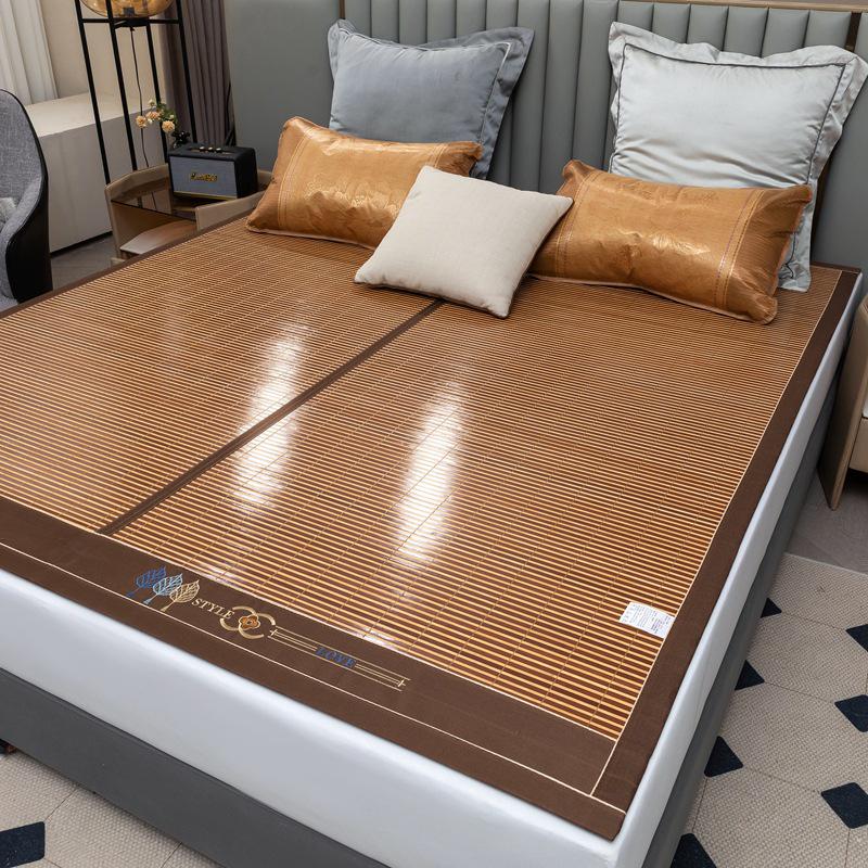 Bamboo Ice Silk Summer Cooling Mat: Foldable Double-Sided Mat for Dormitory or Home, 1.8m