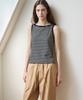 Deuloupisumeon Backless Boat Neck Sleeveless Top [Black Stripe]