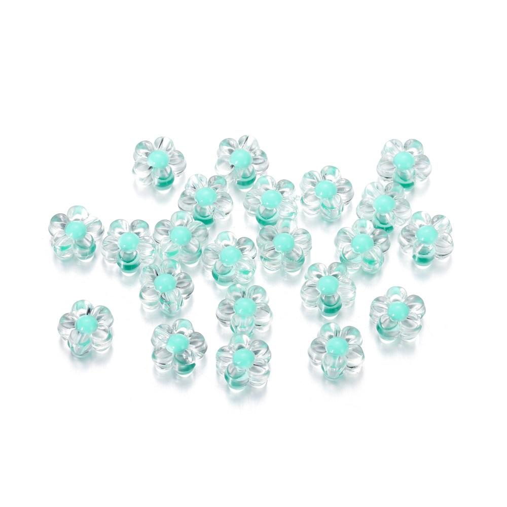 50pcs/Lot Colorful Transparent Acrylic Flower Beads Spacer Loose Beads for DIY Bracelet Necklace Jewelry Making Accessories