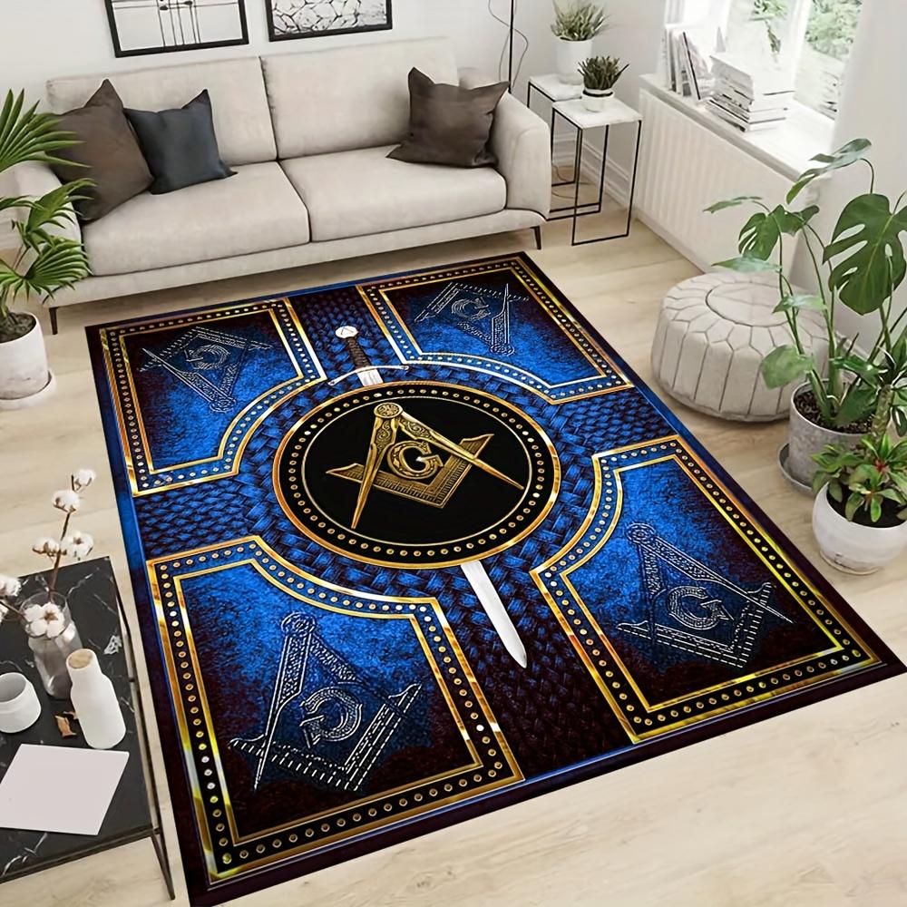 

1pc Illuminati blue art Pattern Carpet, Area Rug For Living Room Bedroom Room Bed Chair Laundry Entryway Corridor Yard Non-slip Outdoor Camp 60cm by 90cm