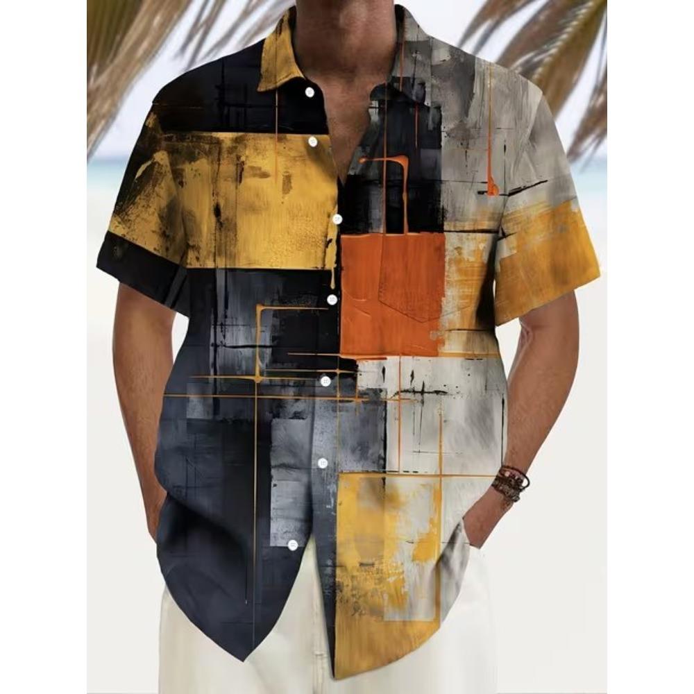 Men's Retro Fashion Pattern 3D Print Shirt Button Up Shirt Casual Shirt Summer Shirt Short Sleeve Daily Vacation Clothing