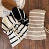 Winter Kids Balaclava Hat Korean Stripe Toddler Hooded Beanies Warm Woolen Children Boy Girl Knitted Caps Scarf
