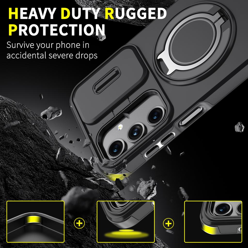 Luxury Magnetic Stand Phone Case for Samsung Galaxy A16 A36 A56 A15 A35 A55 A14 A54 Slide Camera Protect Cover Anti-fall Armor
